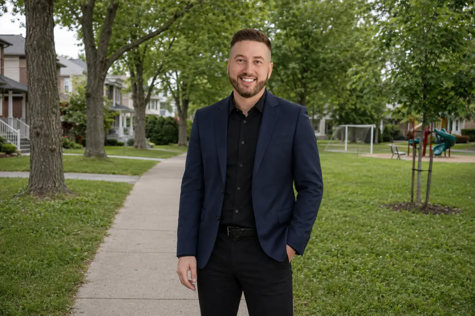 Alexis Marcoux dans un quartier résidentiel mature près d’un parc du secteur B à Brossard