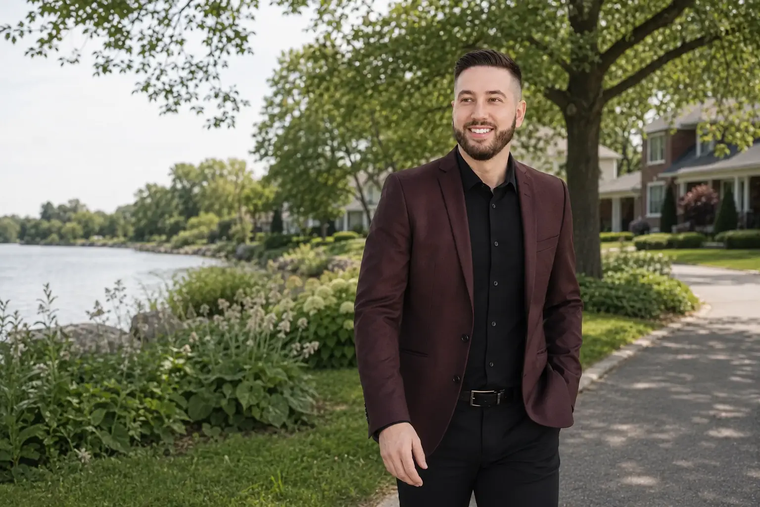 Alexis Marcoux dans un milieu résidentiel verdoyant près du fleuve dans le secteur R à Brossard