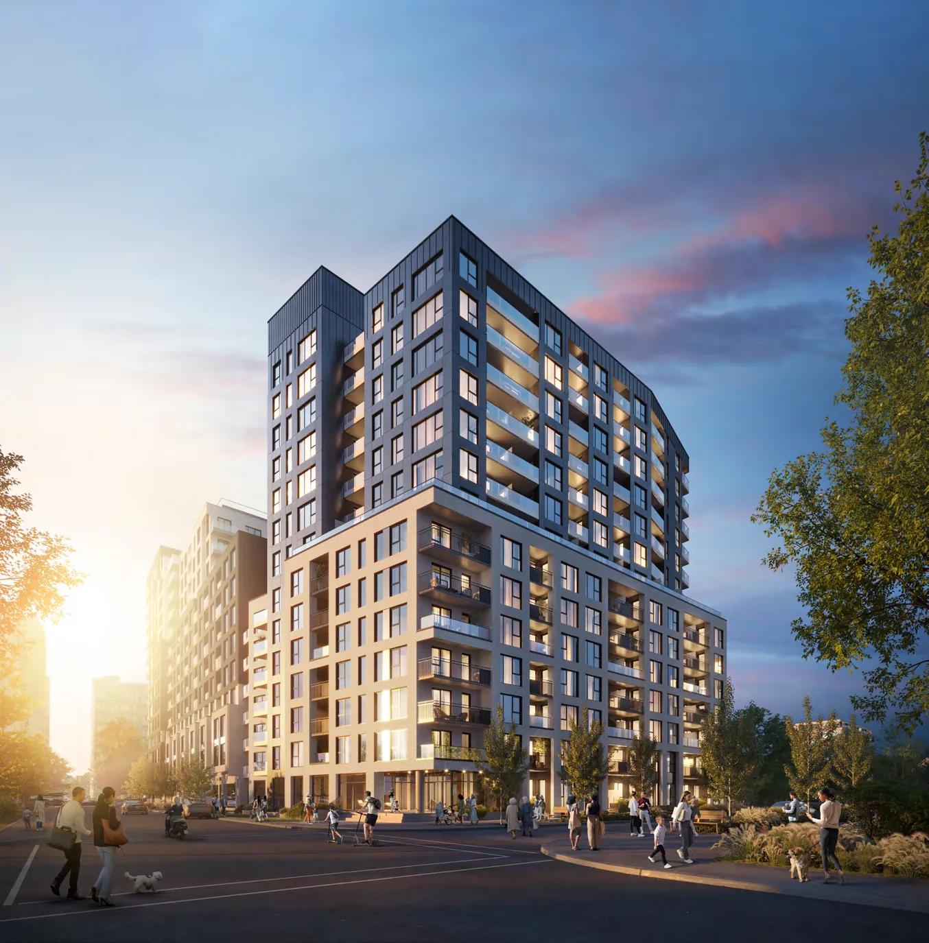 View from Wolfe Street rendering · Louis Condominiums · Devimco