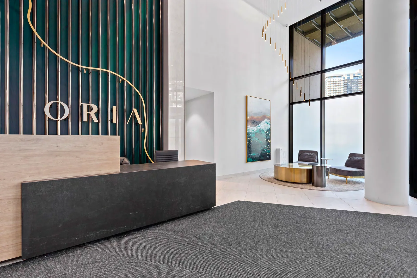 Lobby rendering · Oria · phase 1 · Devimco