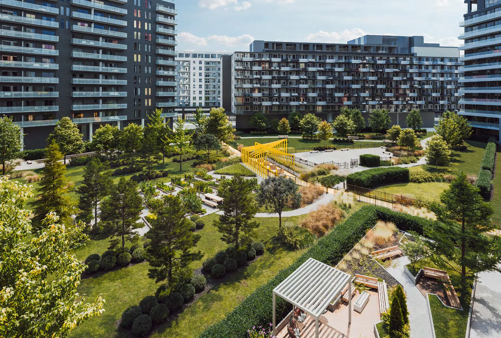 Perspective de la cour intérieure · Oria · phase 2 · Devimco