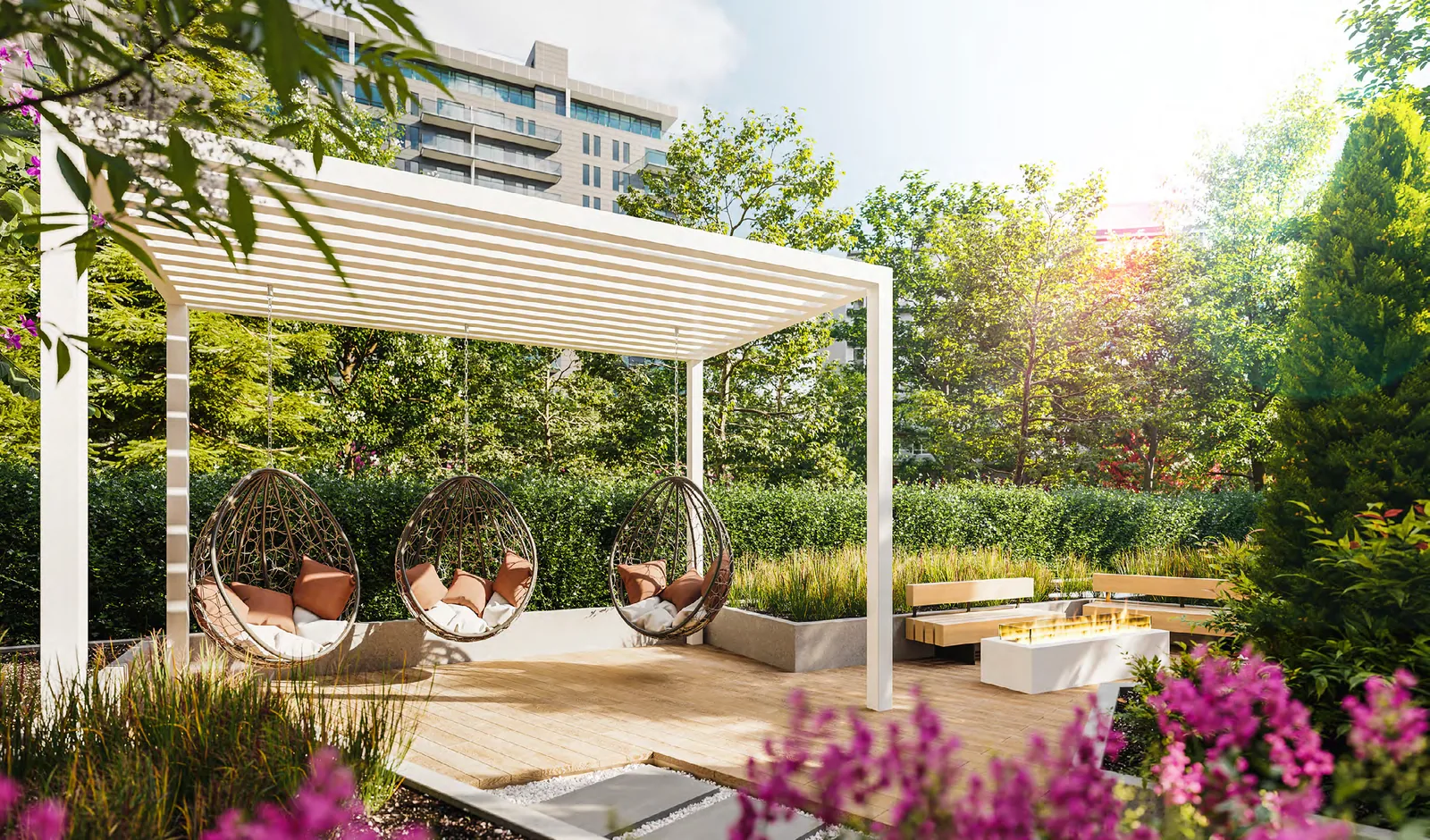 Perspective du jardin urbain · Oria · phase 2 · Devimco