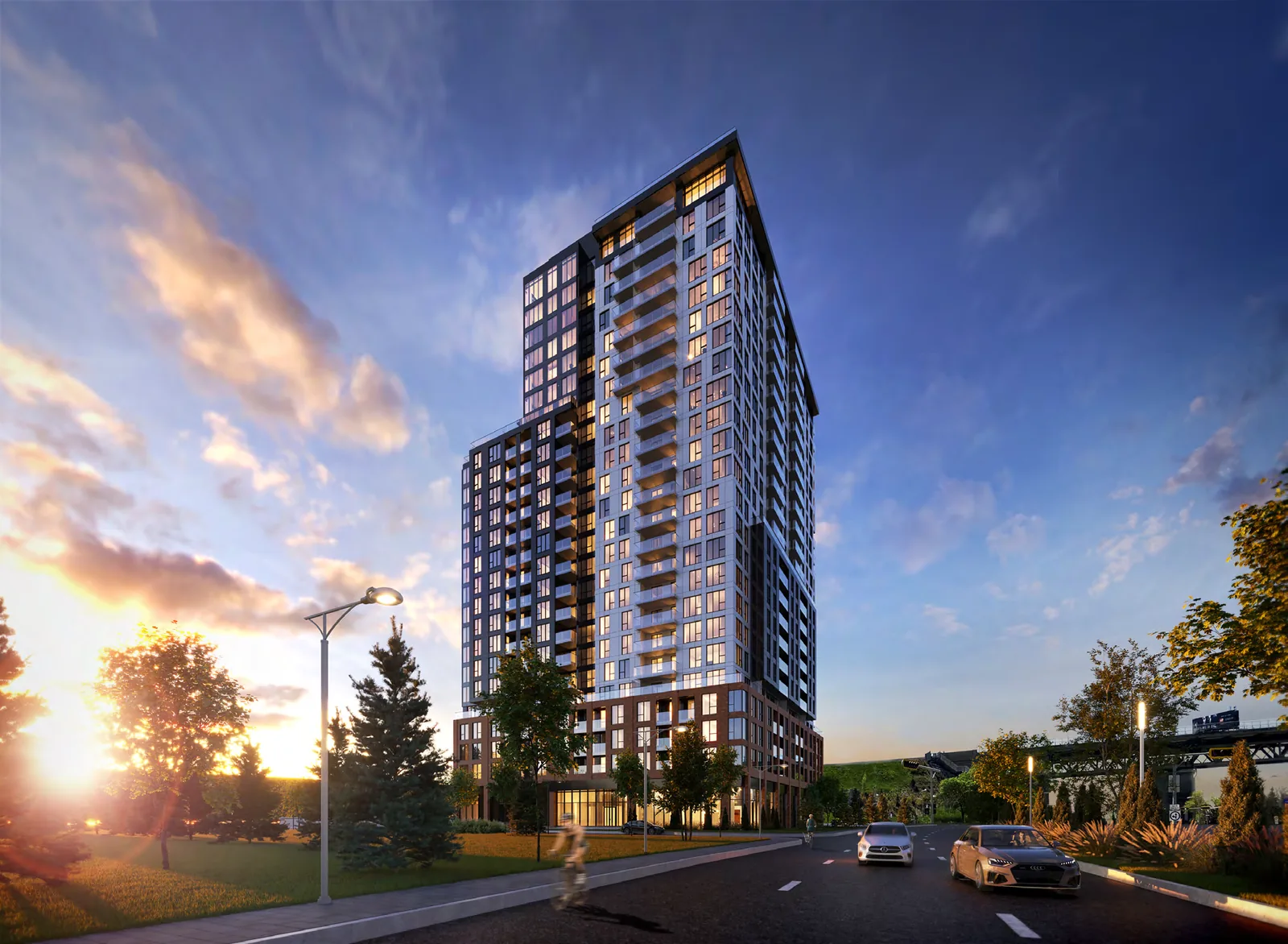 Building exterior rendering · Sir Charles Condominiums · Devimco