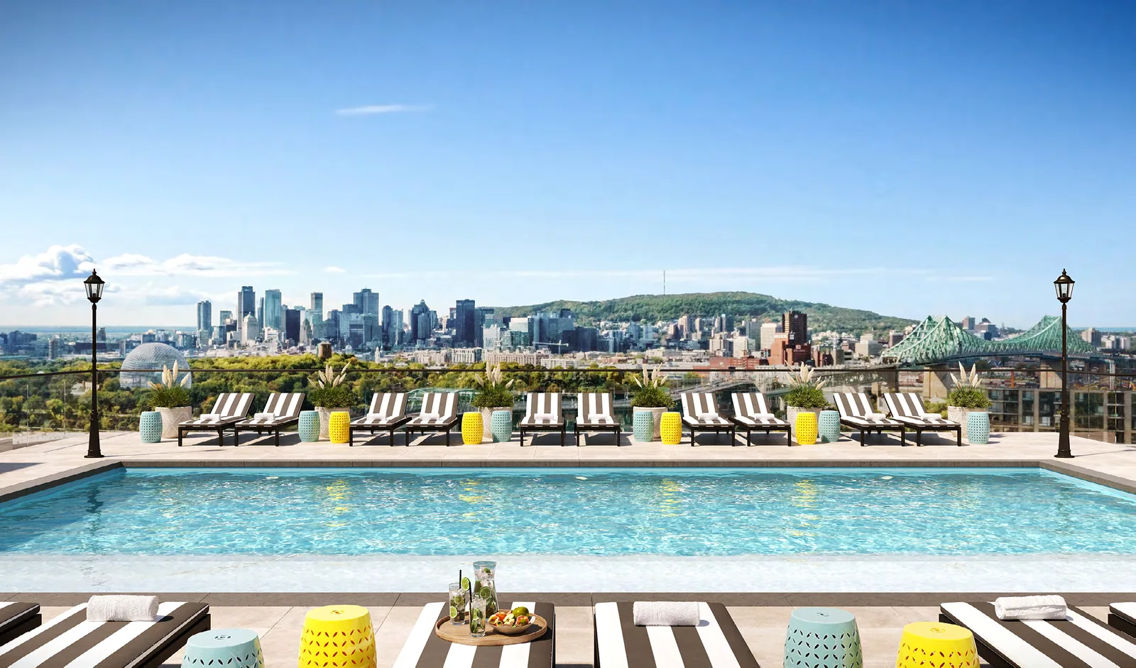 Outdoor pool rendering · Sir Charles Condominiums · Devimco