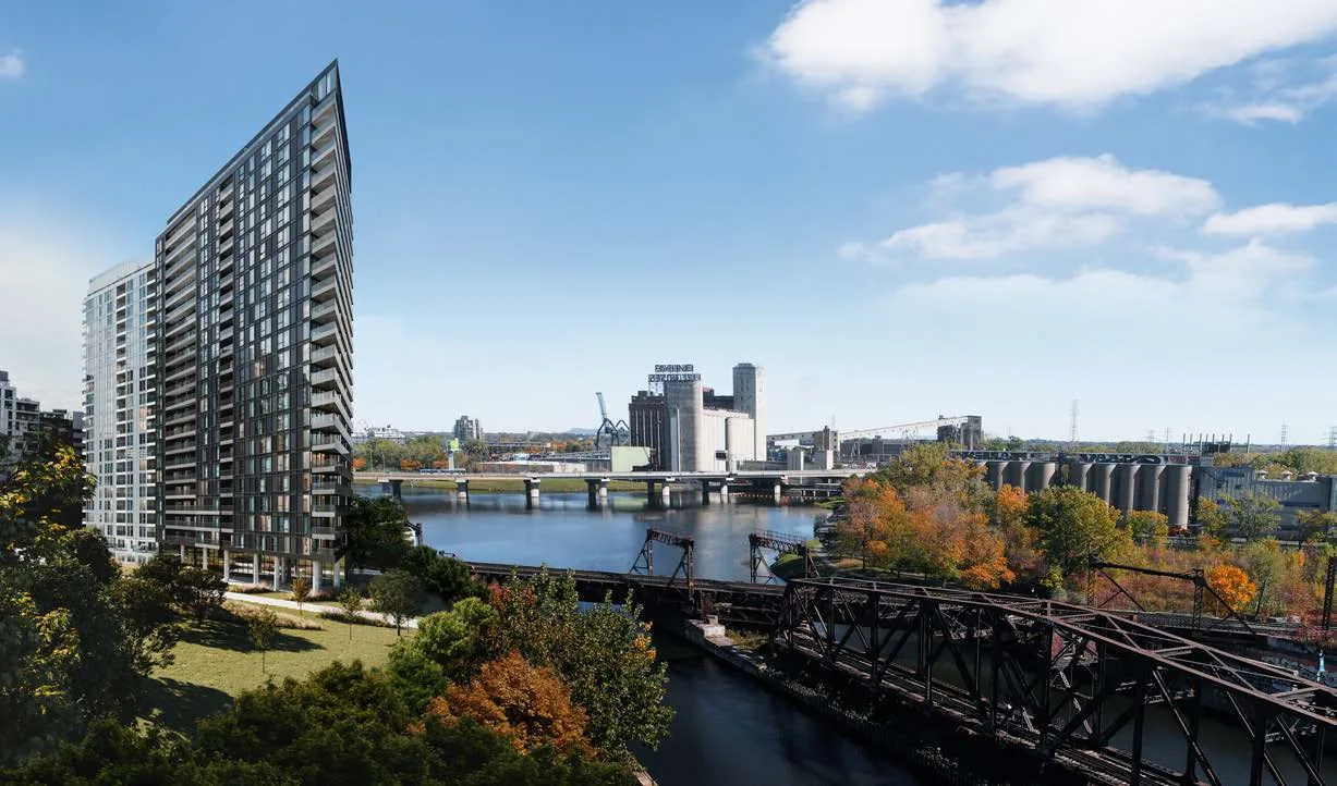 Building exterior rendering · Wellington sur le Bassin · Devimco