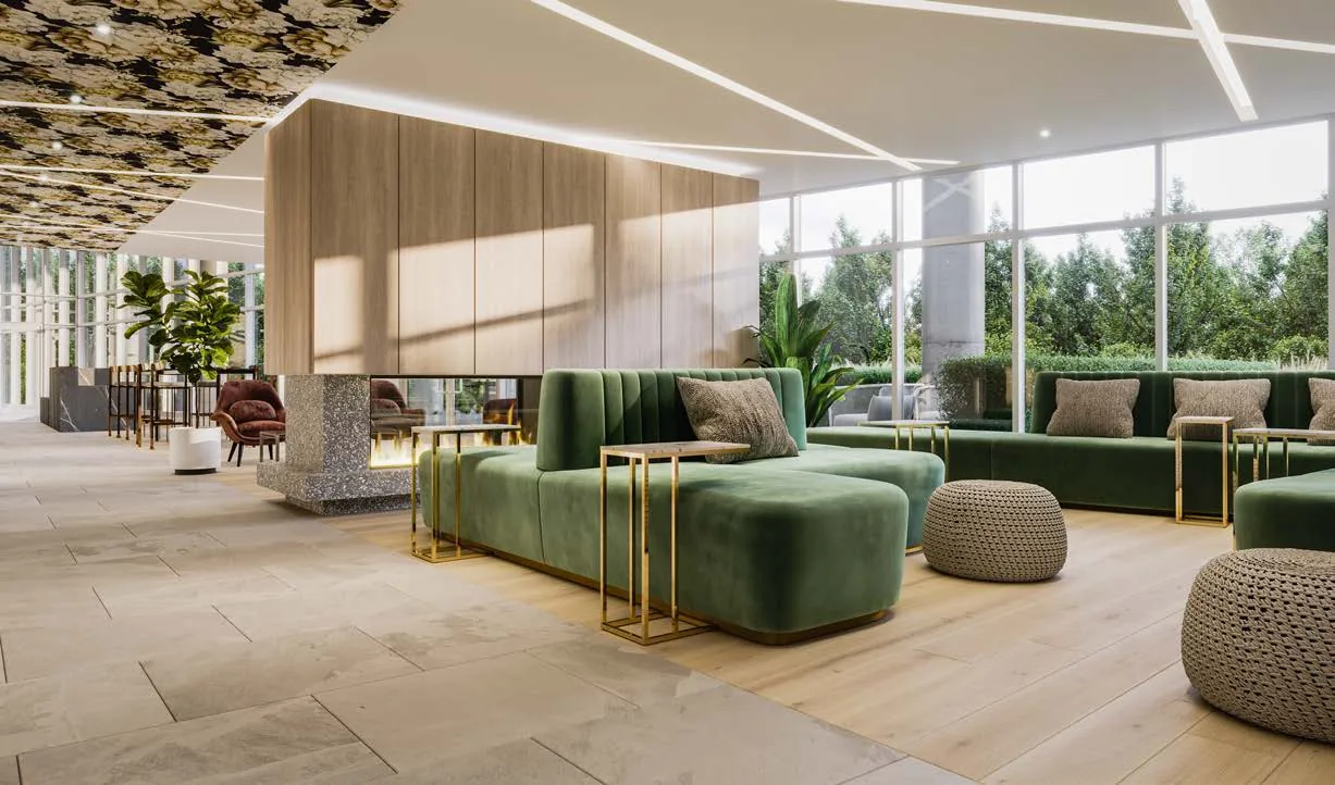 Lobby rendering · Wellington sur le Bassin · Devimco