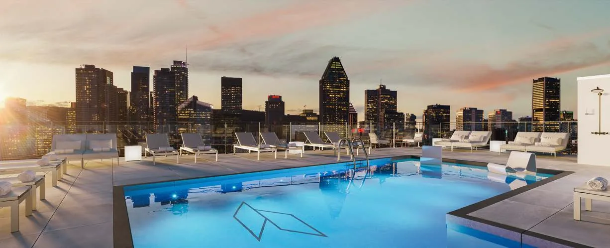 Outdoor pool rendering · Wellington sur le Bassin · Devimco